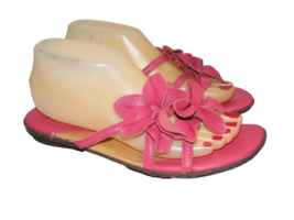 BOC Born Concepts Women Size 7 Sandals Floral Pink Leather Slides Flower B.O.C. - £17.20 GBP