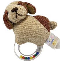 Baby Ganz Plush Soft Brown Puppy Plastic Beaded Rattle 6 inches - £9.42 GBP