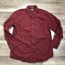 Eddie Bauer Shirt Mens Medium Red Chamois Flannel Button Up Pockets Distressed - £11.60 GBP