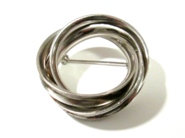 Chunky Twisted Open Circle Wreath Brooch Silver Tone Pin Estate Find - $7.00