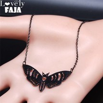 2022 Gothic Moth Stainless Steel Necklaces Pendants WomenMen Black Color... - $11.81