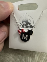 Disney Parks Minnie Mouse Icon Letter M Silver Color Necklace Child Size NEW image 4