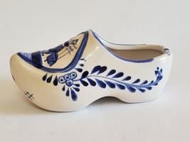 Delft Blue Holland Shoe Clog Hand Painted Figurine Dutch Blue White Windmill Vtg - £11.82 GBP