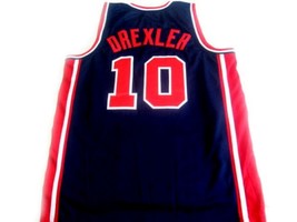 Clyde Drexler #10 Team USA Basketball Jersey Navy Blue Any Size image 2