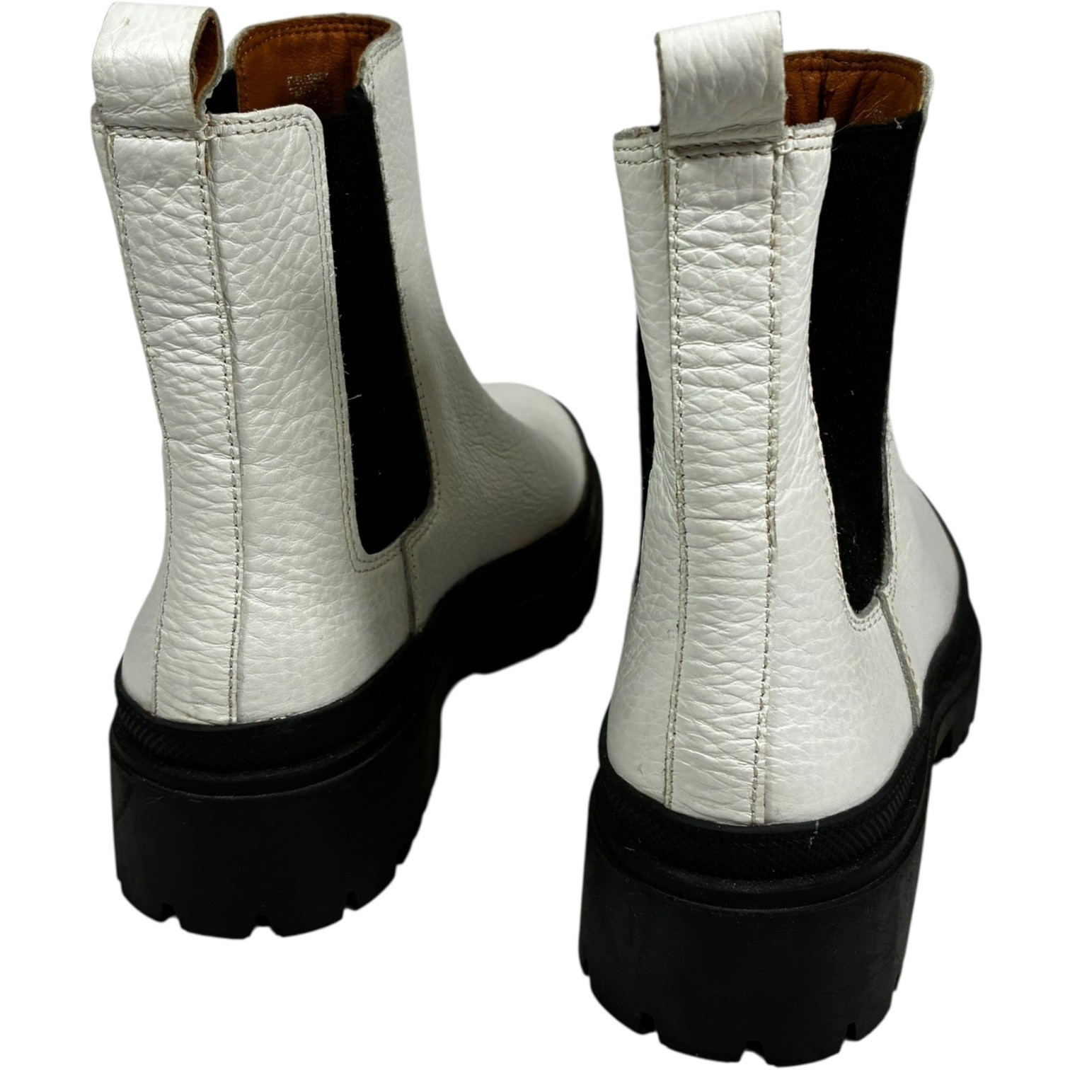 Lucky Brand womens 7M Ellerey White Leather Pull-on Lug Sole Chelsea Booties Item image 7