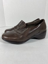 Thom McAn Womens Brown Casual Leather Slip On Heel Shoes Size 10 M - £28.48 GBP