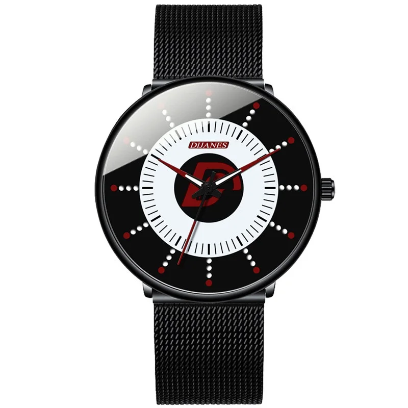 Minimalist Mens Fashion Black Clic   Men Business Casual Watch  Belt  Clock  mas - £80.41 GBP