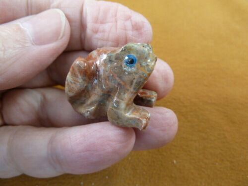 (y-fro-30) gray baby FROG carving stone gemstone SOAPSTONE love little f... - $8.59