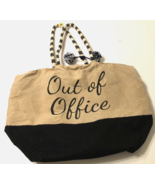 Out of the Office India Brown Black Groceries Pom-Pom Books Jute Tote Bag - $10.77