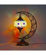 Beautiful Turkish Mosaic Stained Glass Crescent Moon Bedside Table Lamp - €77,04 EUR