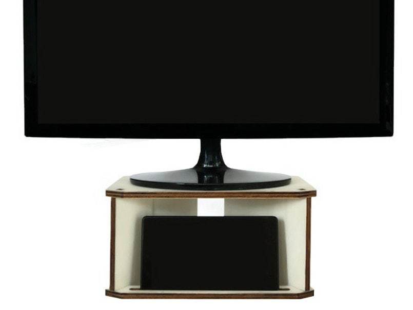 Laser-Cut Wood Desktop Stand for Tech Enthusiasts, Multimedia Station wi... - $42.00
