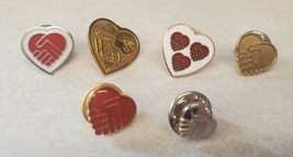 United Way Vintage Pin Lot of 6 Different Hearts &amp; Hands Pinchback - £23.11 GBP