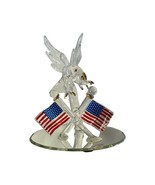 Figurine Bald Eagle American Flag on Mirror Base 4&quot; Red White Blue Acryl... - £11.72 GBP