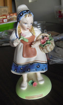 Vintage 1950s Japan Spring Time Girl with Flower Basket Figurine 6 1/2&quot; Tall - £14.95 GBP