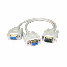 VGA SVGA 1 PC TO 2 MONITOR Male to 2 Dual Female Y Adapter Splitter Cabl... - £12.57 GBP