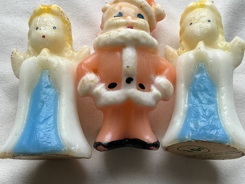 Vintage Lot Of 3 Gurley Christmas Candles Angels And Santa Item image 5