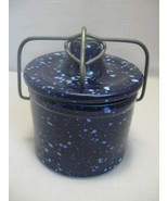 Stoneware Pottery Cobalt Blue White Specked Jelly Jam Crock Canister Jar... - £11.84 GBP