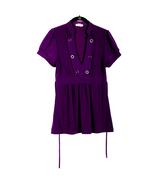 Purple Low V Neck Top Button Accents Tie Back Blouse Six Degrees women s... - $11.95