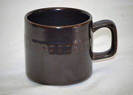 Stoneware Cocoa Brown Coffee Mug Cup Abstract Design Vintage Unknown Maker - $12.86