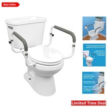 Cushioned Toilet Safety Frame - Adjustable Rails for Elderly &amp; Handicap ... - $86.08