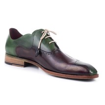 Green Maroon Patina Hand Painted Vintage Genuine Leather Derby Lace Up Fashion  - £115.13 GBP