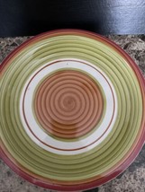 Pier 1 Decorative Ceramic Plate 10.5” Plate Green Orange Red Swirl - $16.09