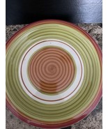 Pier 1 Decorative Ceramic Plate 10.5” Plate Green Orange Red Swirl - £12.65 GBP