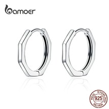 Minimalist Geometric Hoop Earrings for Women Authentic 925 Sterling Silver Small - £16.07 GBP