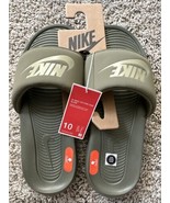 Women’s Nike Victori One Slide Green Size 10 Slip On Comfort Casual Logo - $44.71 CAD
