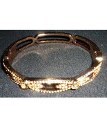 FASHION JEWELRY GOLD HEAVY METAL BRACELET ETCHED &amp; STONES MAGNET CLASP - £8.92 GBP
