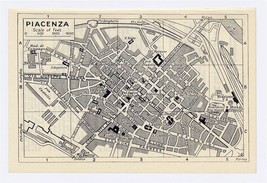 1937 Original Vintage City Map Of Piacenza / EMILIA-ROMAGNA / Italy - $24.22