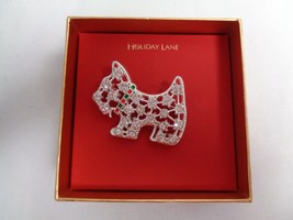 Charter Club Silver-Tone Dog Pin Brooch New Christmas Holiday Jewelry - £27.25 GBP