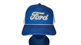 Authentic FORD LOGO Roped BLUE TRUCKER Mesh back SNAPBACK HAT CAP  - £21.01 GBP