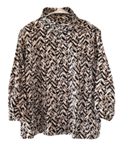 BonWorth Full Zip Cotton Jacket Womens L Geometric Cottage Core VTG 70-8... - £13.39 GBP