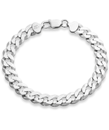 Italian 925 Sterling Silver 9mm Diamond-Cut Cuban Link Bracelet for Men - €63,71 EUR+