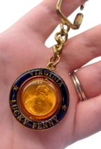 Virginia Lucky Penny Keychain Ring Fob Spinning Center Metal Souvenir 4&quot; - $13.09