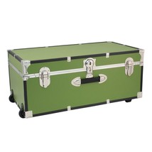 Storage Trunk 30-inch Collegiate Chest with Wheels Lock Green Footlocker Luggage - £120.19 GBP