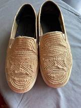 Robert Clergerie Beige Raffia Slip On Flat Shoes SZ 6.5 Made in Italy - $74.25