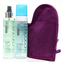 3pc MINETAN LOT Coconut Water Gradual Tan Foam ,Cucumber Face &amp; Body Mist + Mitt - £31.26 GBP