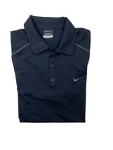 Nike Golf Dri-Fit Men&#39;s Polo Size Large Black /Gray Swoosh 100% polyeste... - £14.20 GBP