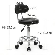 Black Adjustable Hydraulic Rolling Salon Stool Swivel Chair With Backrest - £55.05 GBP