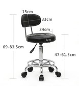 Black Adjustable Hydraulic Rolling Salon Stool Swivel Chair With Backrest - £56.08 GBP