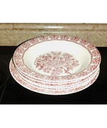 Royal China Underglaze Vegetable Bowl &amp; 5 Soup/Salad Bowls 52 Red/Pink T... - $1,228.06 MXN