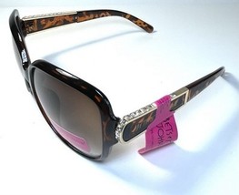 NEW BETSEY JOHNSON Brown Tortoise Rhinestone Jewel Sunglasses + Case - $736.60 MXN