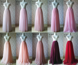 Peach Pink Tulle Skirt Outfit Wedding Custom Plus Size Floor Length Tulle Skirt image 6