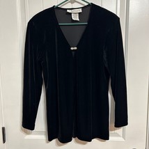 Women&#39;s J.R. Nites Elegant Black Velvet Jacket, clasp closure, Petite Me... - $42.34