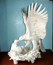 Goebel Eagle Feeding Young Eaglets in Nest HUGE White Sculpture Germany ... - $998.00