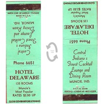 Vintage Matchbook Cover Hotel Delaware Muncie Indiana 1940s 135 rooms - £6.19 GBP