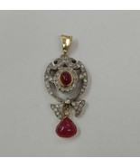 Vintage Victorian silver gold Ruby diamond pendant engagement gift and a... - £485.57 GBP