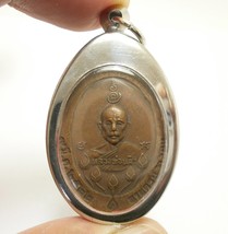 LP Liew Magic Lotus Coin pendant blessed 1979 2522 BE. Thai real Poo Lew antique - £51.73 GBP